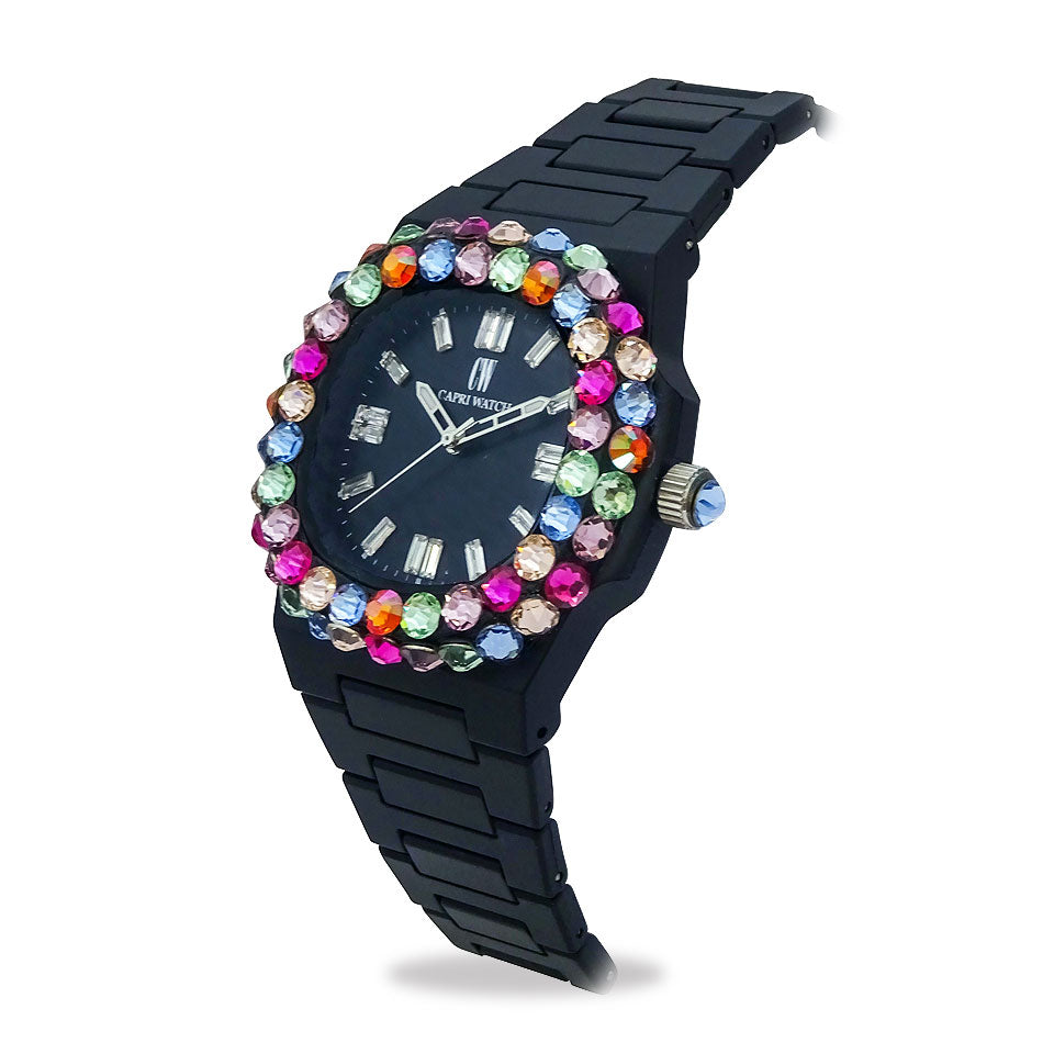 Capri Watch – Orologio Rainbow 38 Black Bezel Double Multijoy (Ref. 6119)