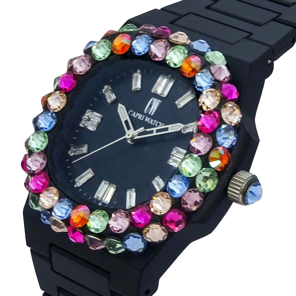 Capri Watch – Orologio Rainbow 38 Black Bezel Double Multijoy (Ref. 6119)