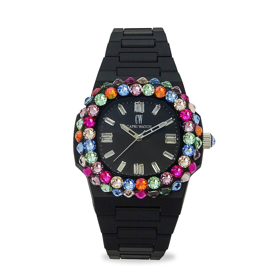 Capri Watch – Orologio Rainbow 38 Black Bezel Double Multijoy (Ref. 6119)