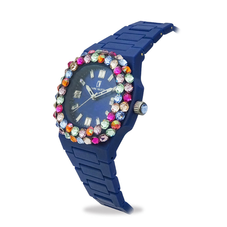 Capri Watch – Orologio Rainbow 38 Blue Bezel Double Multijoy (Ref. 6118)