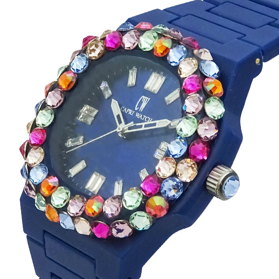Capri Watch – Orologio Rainbow 38 Blue Bezel Double Multijoy (Ref. 6118)