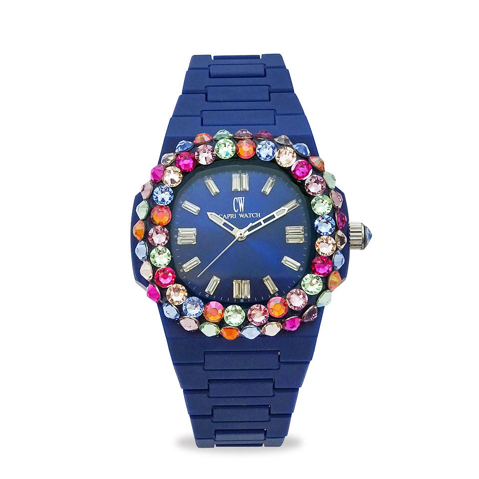 Capri Watch – Orologio Rainbow 38 Blue Bezel Double Multijoy (Ref. 6118)