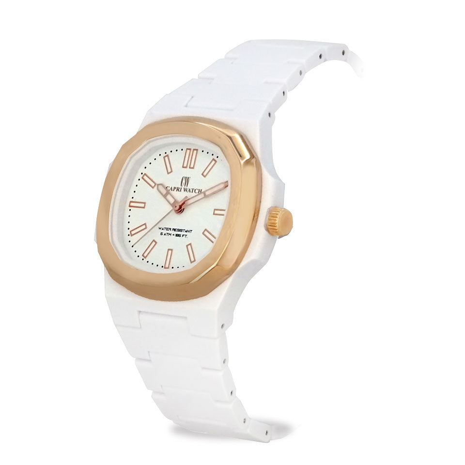 Capri Watch – Orologio Rainbow 38 White Rose Bezel (Ref. 6121)
