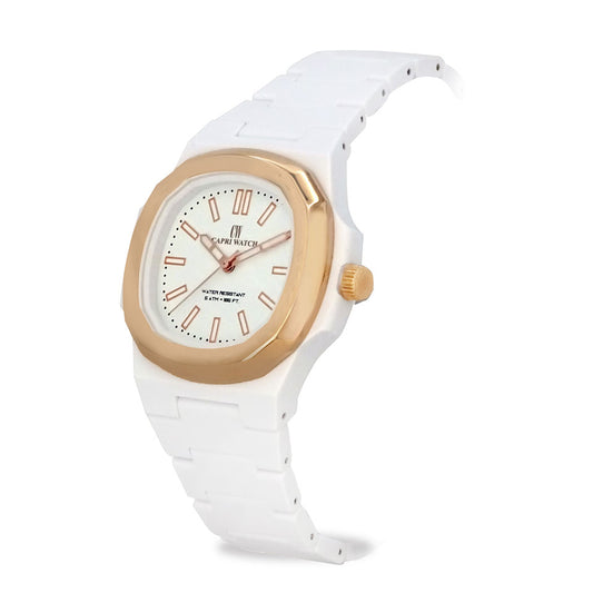Capri Watch – Orologio Rainbow 38 White Rose Bezel (Ref. 6121)