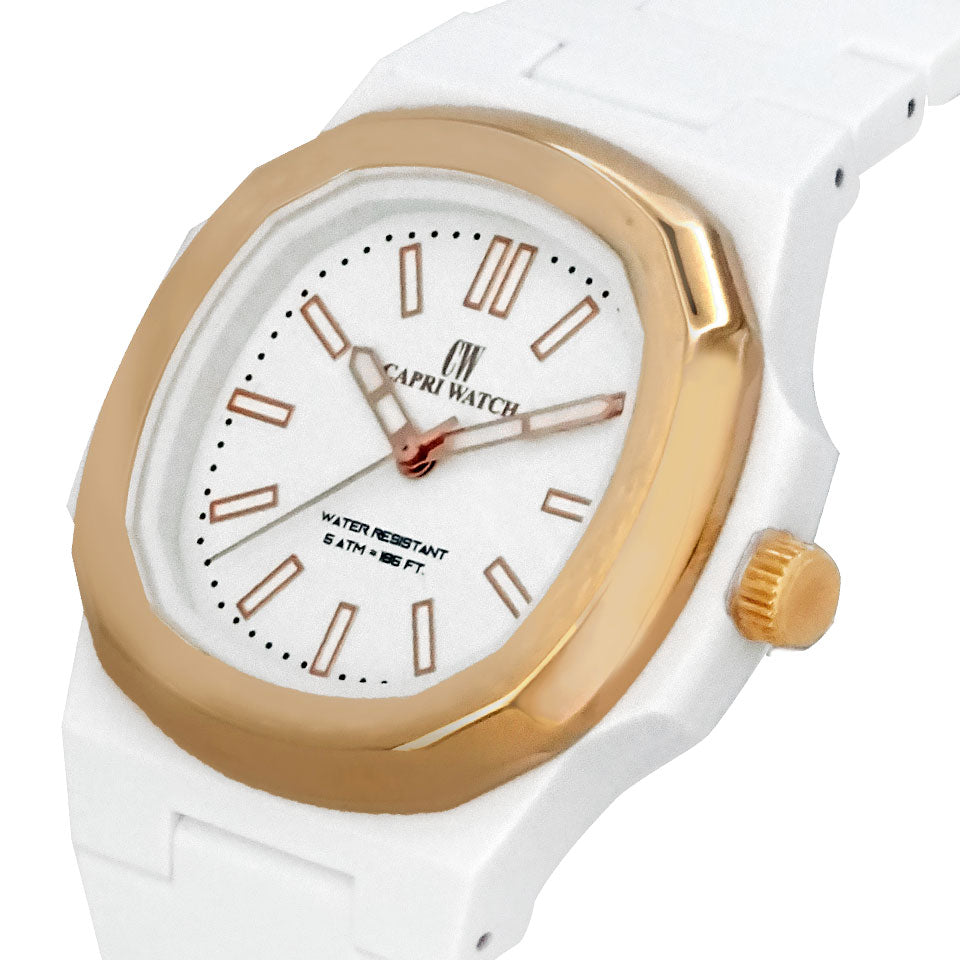 Capri Watch – Orologio Rainbow 38 White Rose Bezel (Ref. 6121)