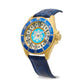 Capri Watch - Orologio Sub Capri First 40 Gold Crocodile Blue Navy