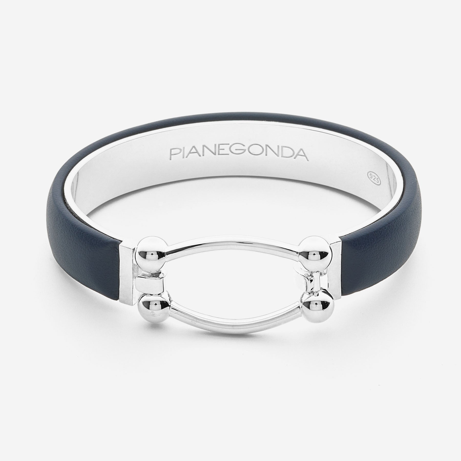 Bracciale rigido Pianegonda Assoluto in pelle blu e argento 925 - PSOB22