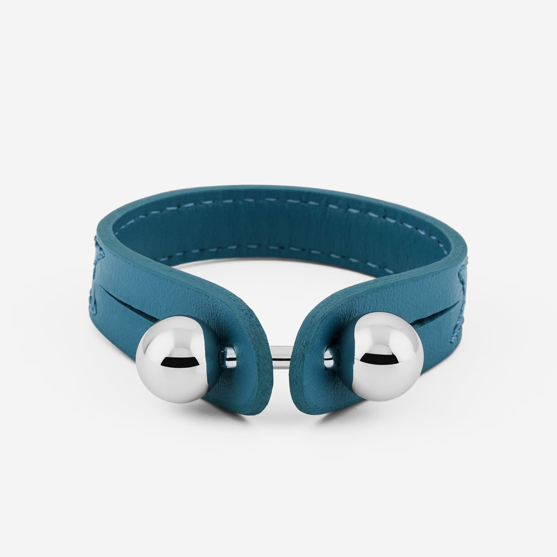 Bracciale Pianegonda Assoluto in pelle ottanio con chiusura a due sfere in argento 925 - PSOB39