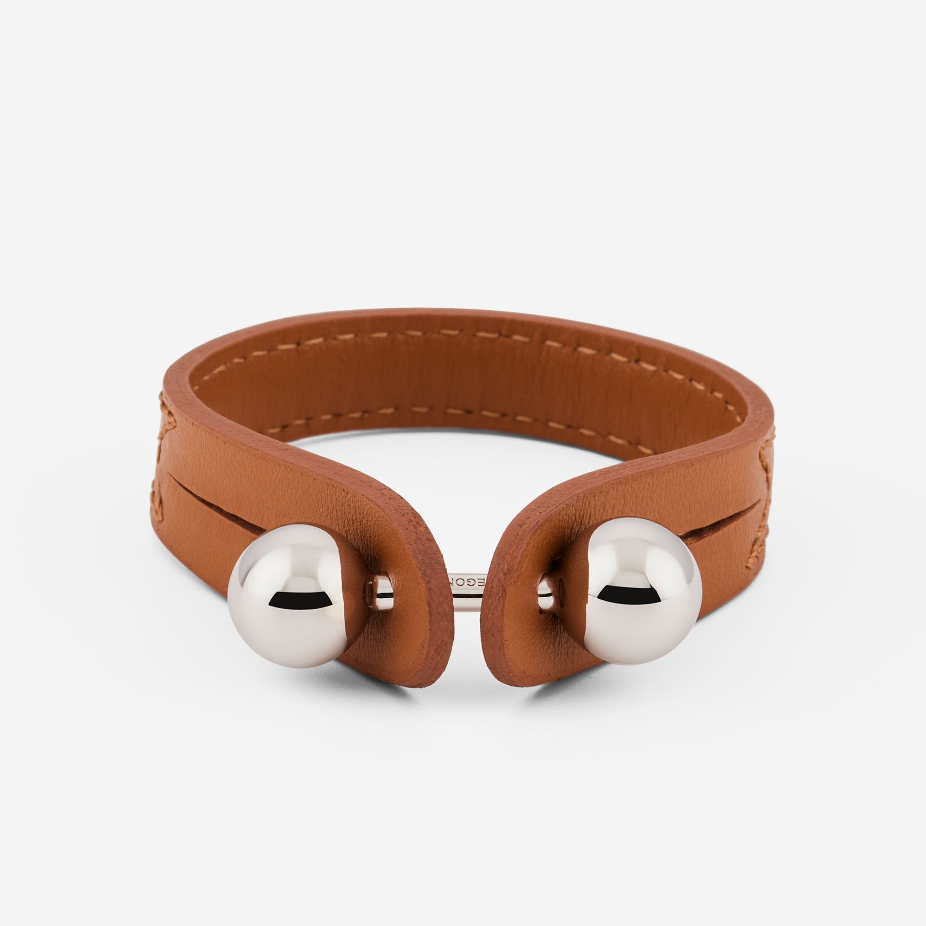 Bracciale Pianegonda Assoluto in pelle marrone con chiusura a due sfere in argento 925 - PSOB40