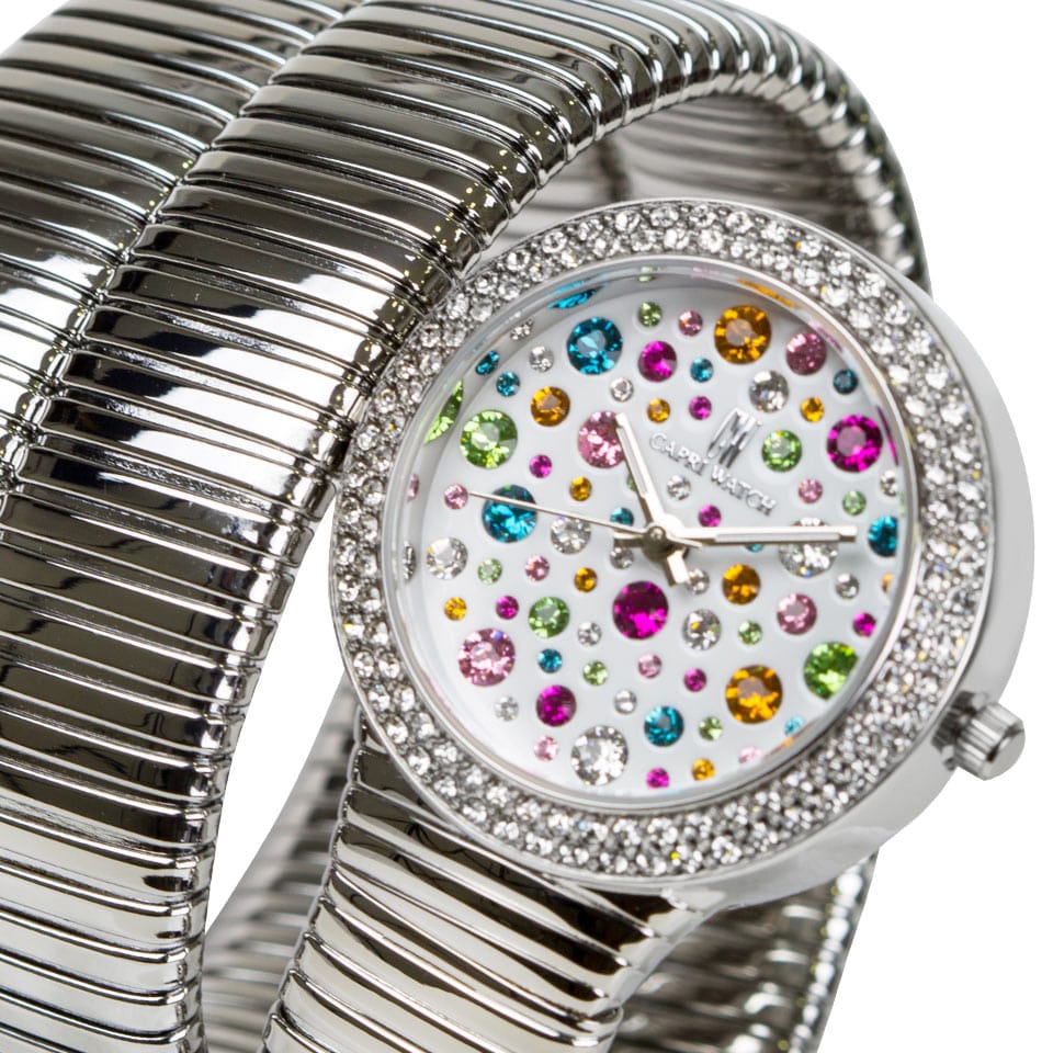 Capri Watch – Orologio Snake Bianco Multijoy Stones Stainless Steel (Ref. 5372)