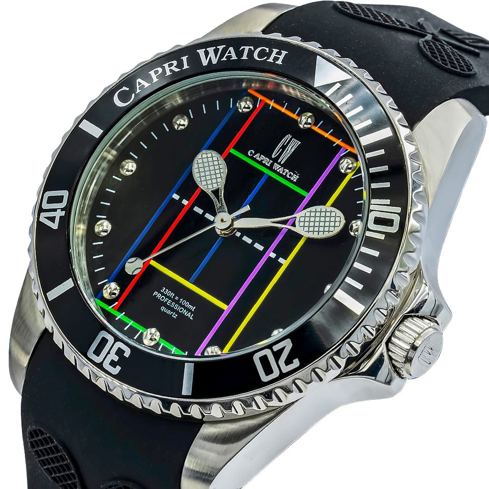 Capri Watch – Orologio Tennis Stainless Steel Black-Color Silicone Strap (Ref. 5590)