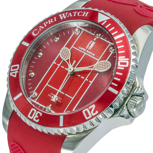 Capri Watch – Orologio Tennis Stainless Steel Red Silicone Strap (Ref. 5548)