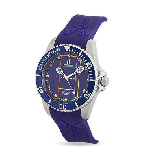 Capri Watch – Orologio Tennis Stainless Steel Blu – Color Silicone Strap (Ref. 5551)