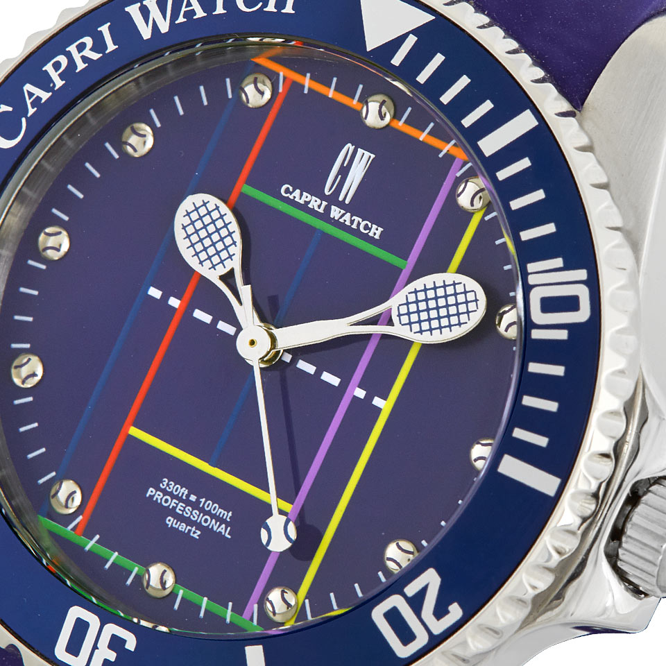 Capri Watch – Orologio Tennis Stainless Steel Blu – Color Silicone Strap (Ref. 5551)