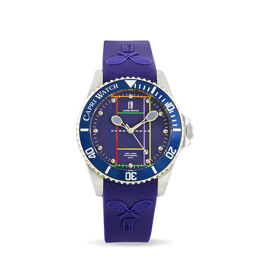 Capri Watch – Orologio Tennis Stainless Steel Blu – Color Silicone Strap (Ref. 5551)