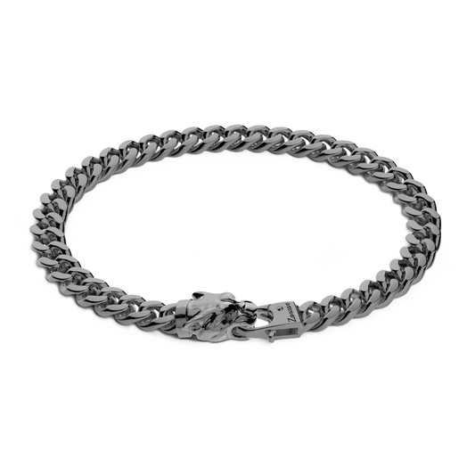 ZANCAN - Bracciale a grumetta Zancan in argento con chiusura a testa di pantera Nero