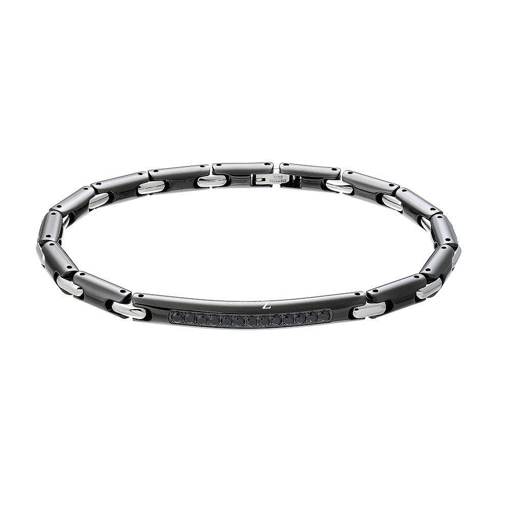 Bracciale Zancan in acciaio con pietre nere