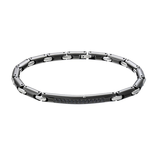 Bracciale Zancan in acciaio con pietre nere