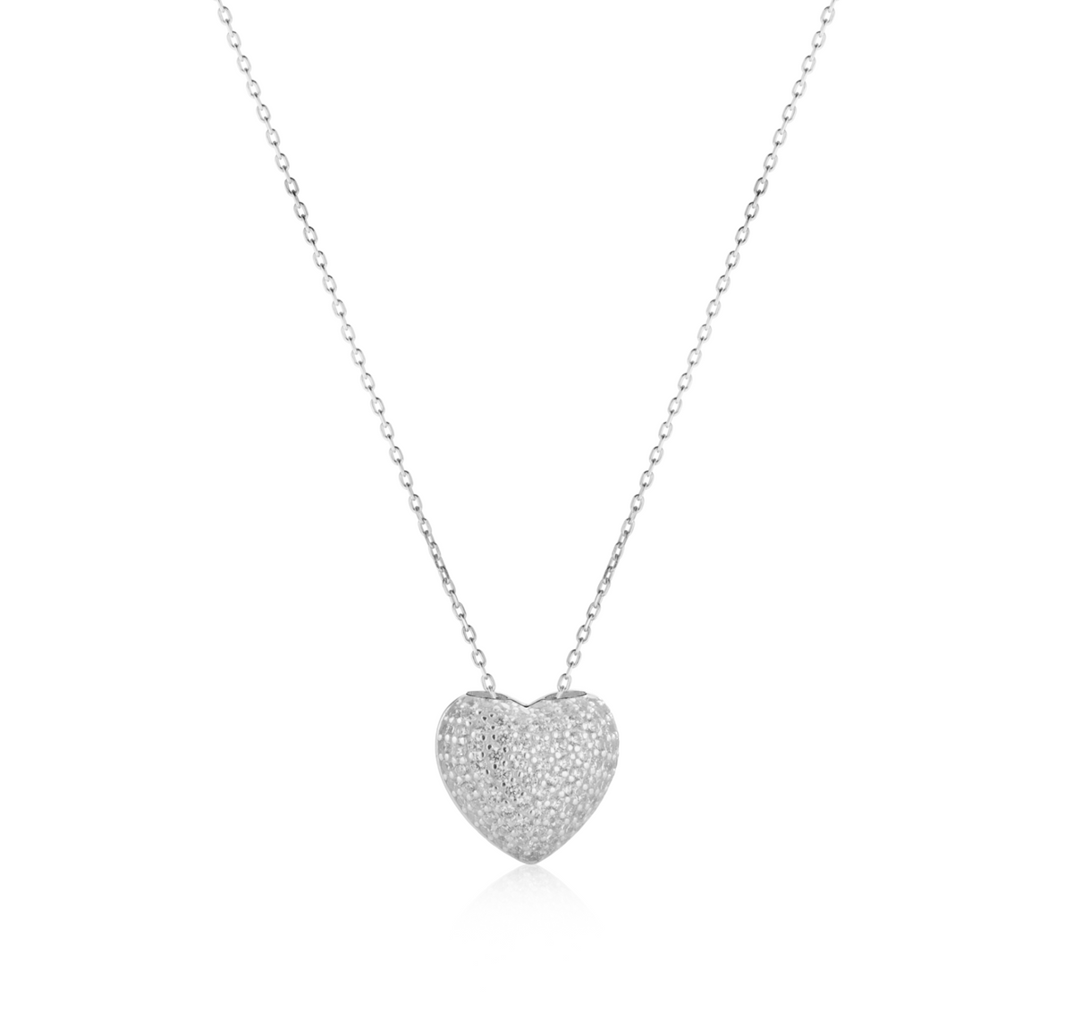 Collana Cuore Pavé in Argento 925 con Zirconi Swarovski – 1,8 cm