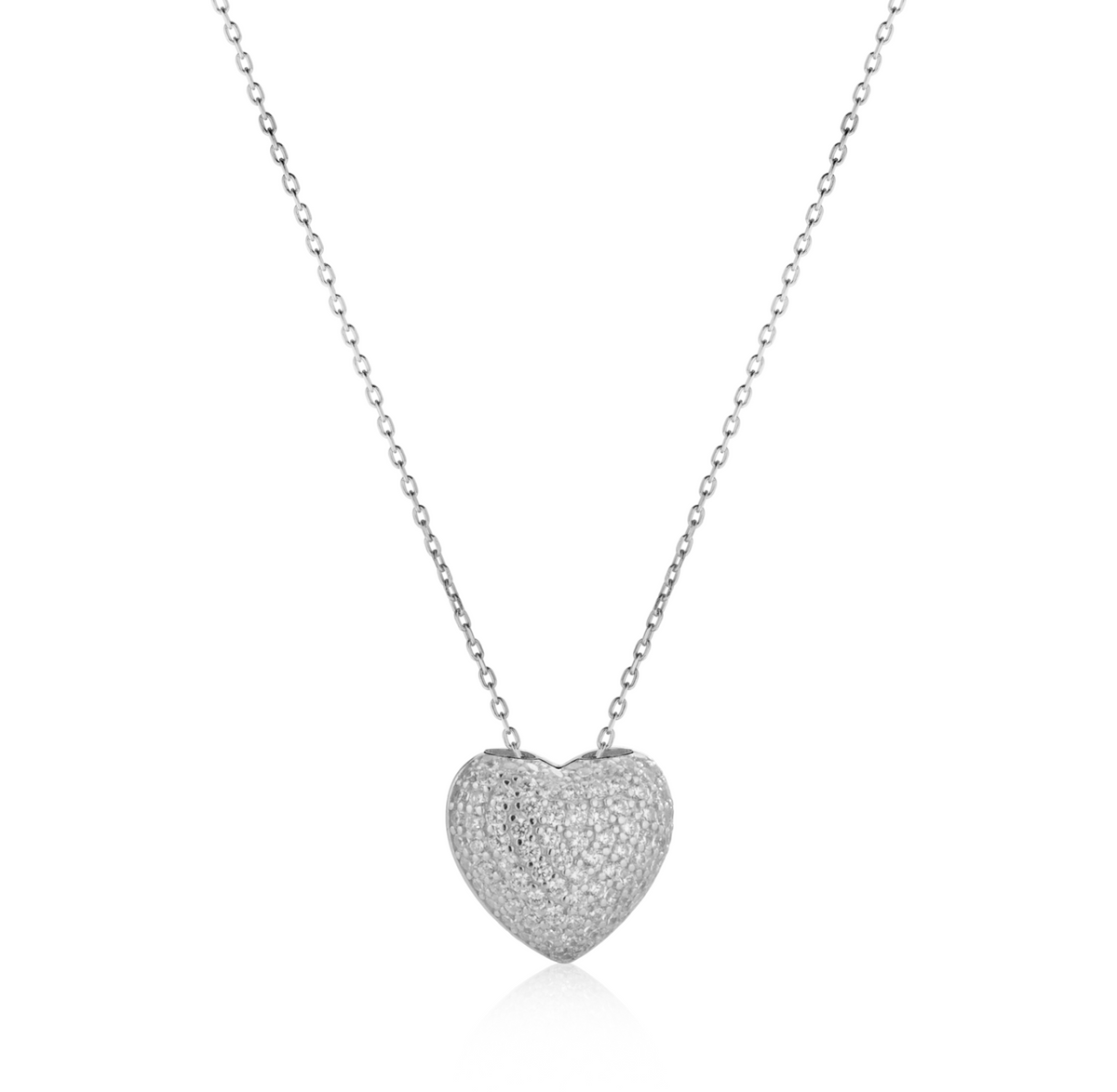 Collana Cuore Pavé in Argento 925 con Zirconi Swarovski – 2 cm