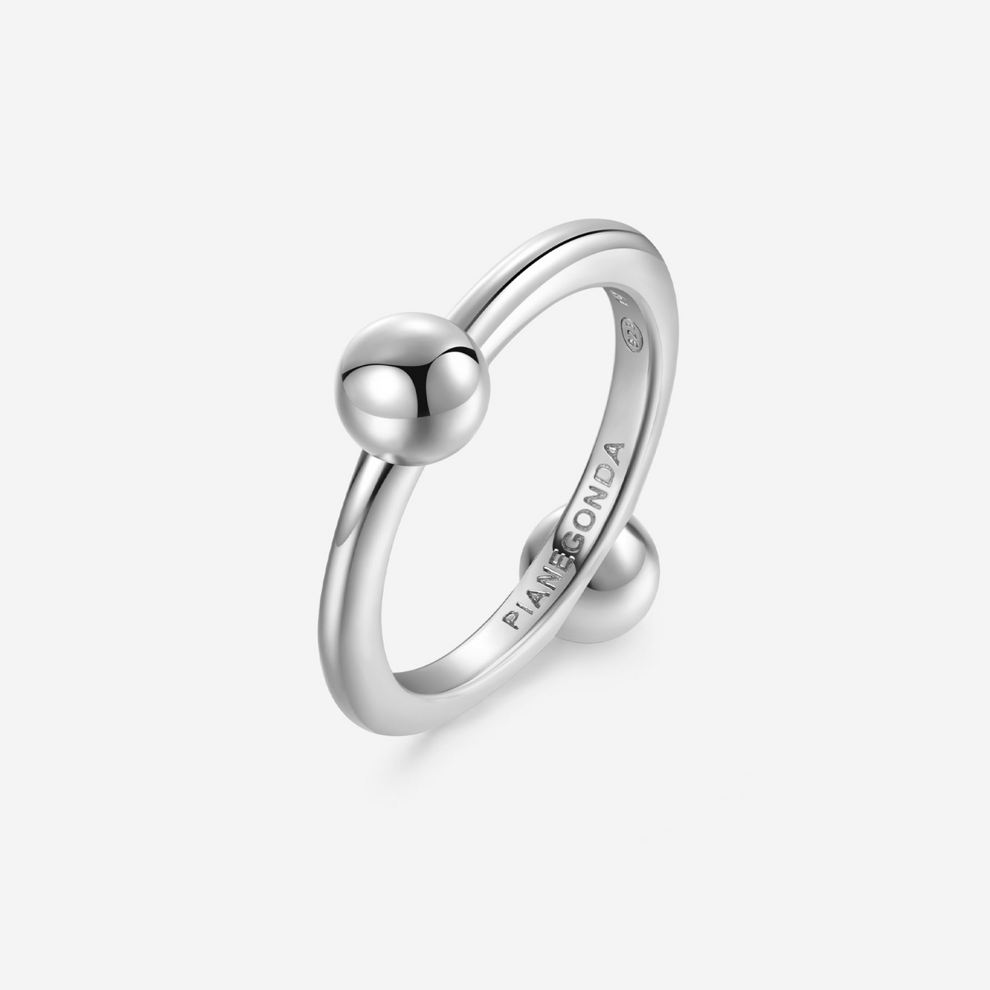 PIANEGONDA - Anello stressless Equilibrio in argento sterling 925 con due sfere PSOR012 - COLLEZIONE ASSOLUTO