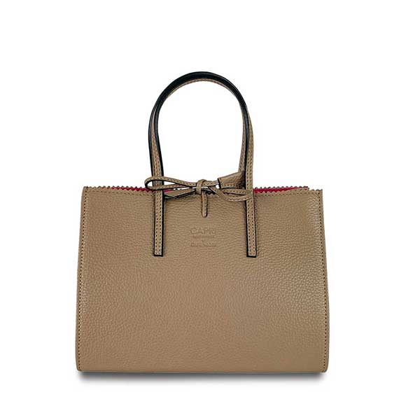 CAPRI WATCH - Borsa "Alba" Beige, realizzata in pelle “pieno fiore” di vitello con stampa "Alce”, interno in pelle scamosciata, borsello e tracolla in pelle - Art. 5776 05