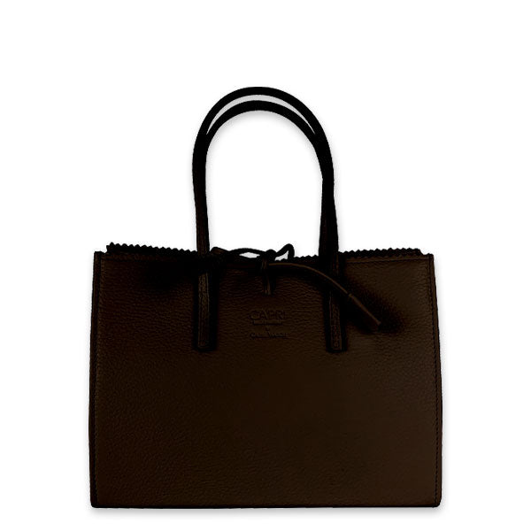 CAPRI WATCH - Borsa "Alba" Camel realizzata in pelle “pieno fiore” di vitello con stampa "Alce”, interno in pelle scamosciata, borsello e tracolla in pelle - Art. 5776 06