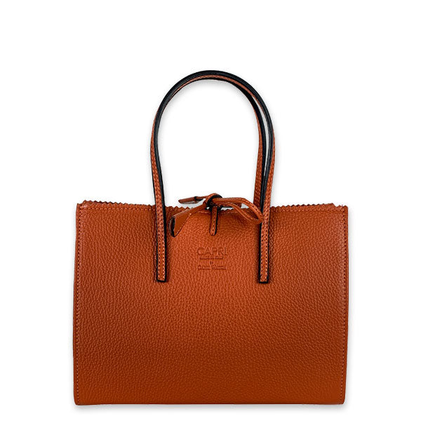 CAPRI WATCH - Borsa "Alba" Orange realizzata in pelle “pieno fiore” di vitello con stampa "Alce”, interno in pelle scamosciata, borsello e tracolla in pelle - Art. 5776 20