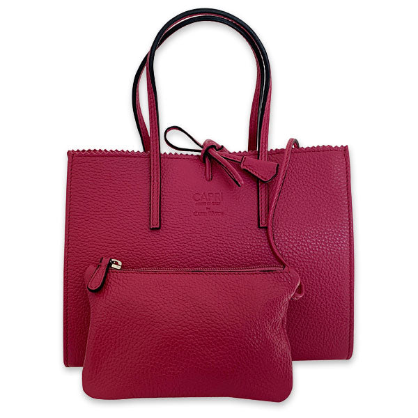 CAPRI WATCH - Borsa "Alba" Fucsia, realizzata in pelle “pieno fiore” di vitello con stampa "Alce”,  interno in pelle scamosciata, con borsello e tracolla in pelle - Art. 5776 31