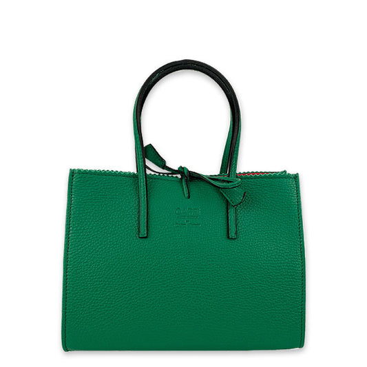 CAPRI WATCH - Borsa "Alba" Green realizzata in pelle “pieno fiore” di vitello con stampa "Alce”,&nbsp;interno in pelle&nbsp;scamosciata,&nbsp;borsello e tracolla in pelle - Art. 5776 50