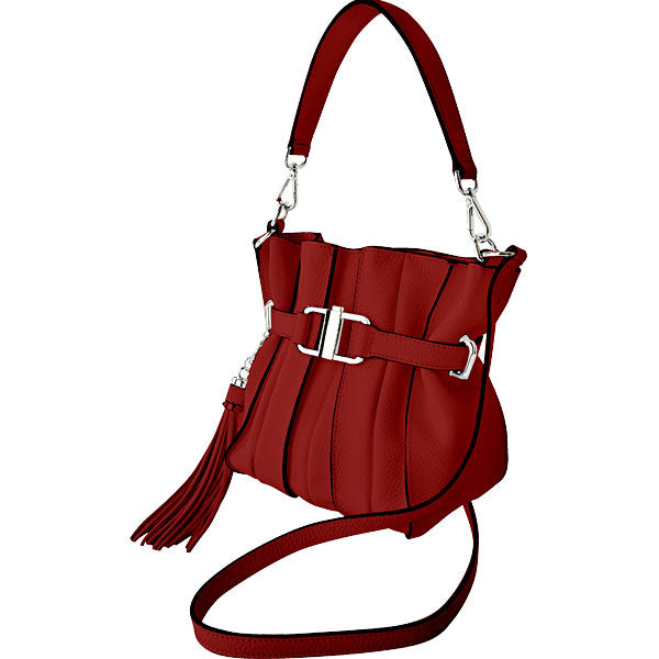 CAPRI WATCH - Borsa "Marta" Red realizzata in pelle “pieno fiore” di vitello con stampa "Alce”, foderata internamente in pelle scamosciata, con tracolla - 5777 30