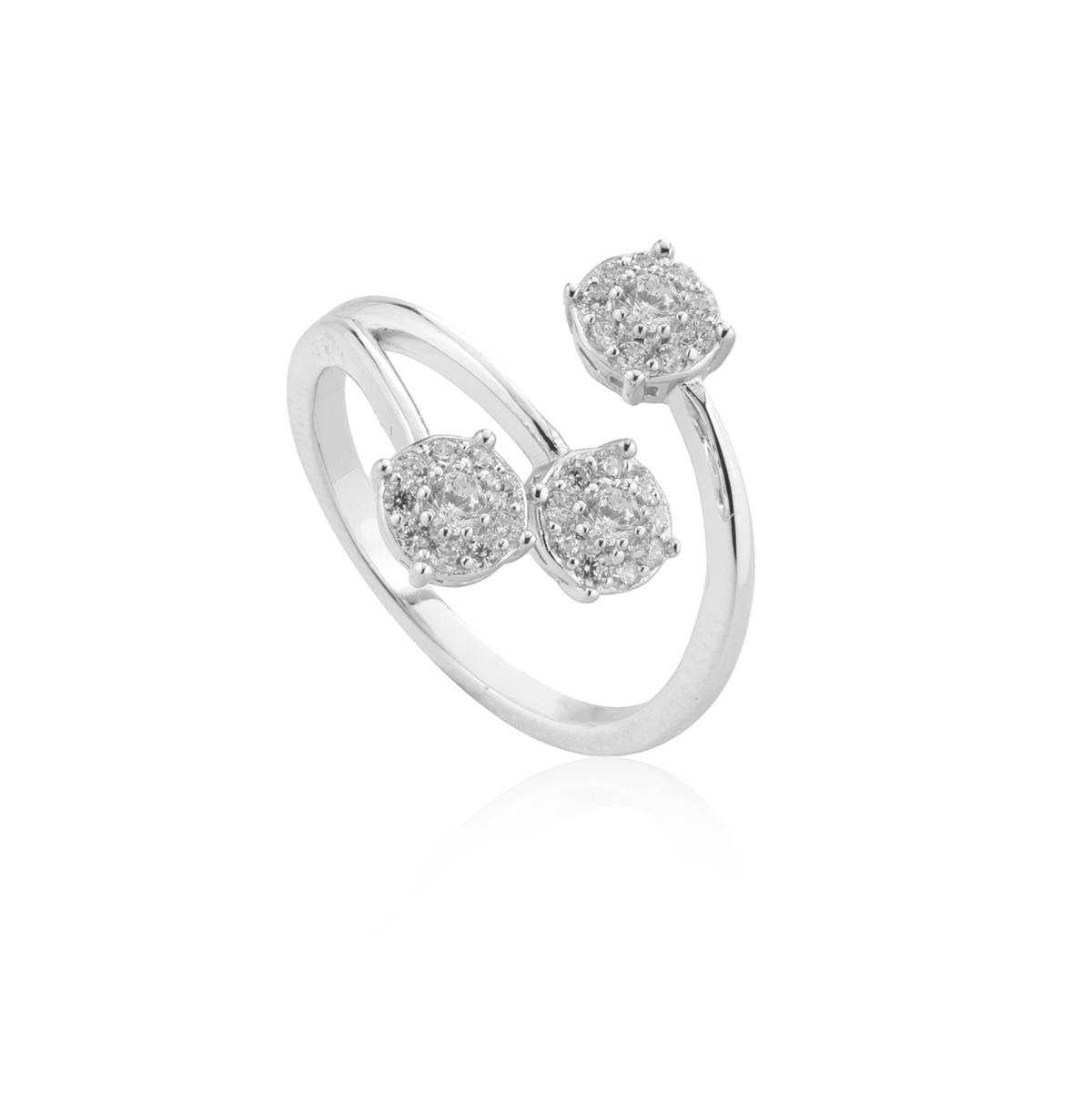 Anello Contrarié Trilogy con Zirconi Swarovski Bianchi in Argento 925, Regolabile