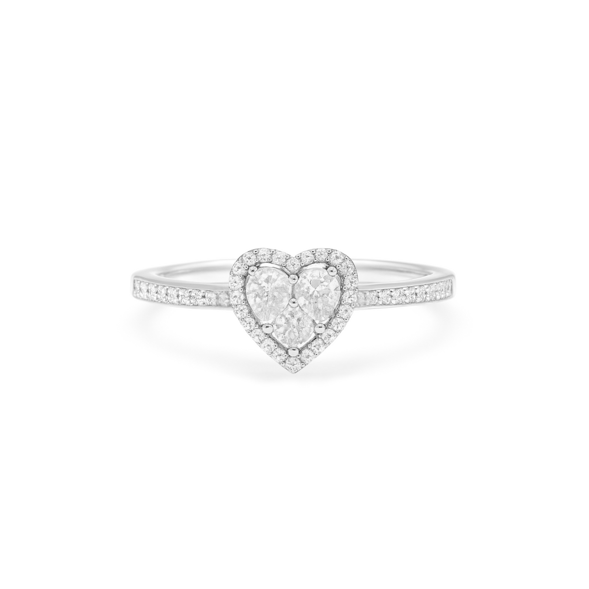 Anello Cuore con Contorno Pavé con Zirconi Swarovski in Argento 925, Regolabile