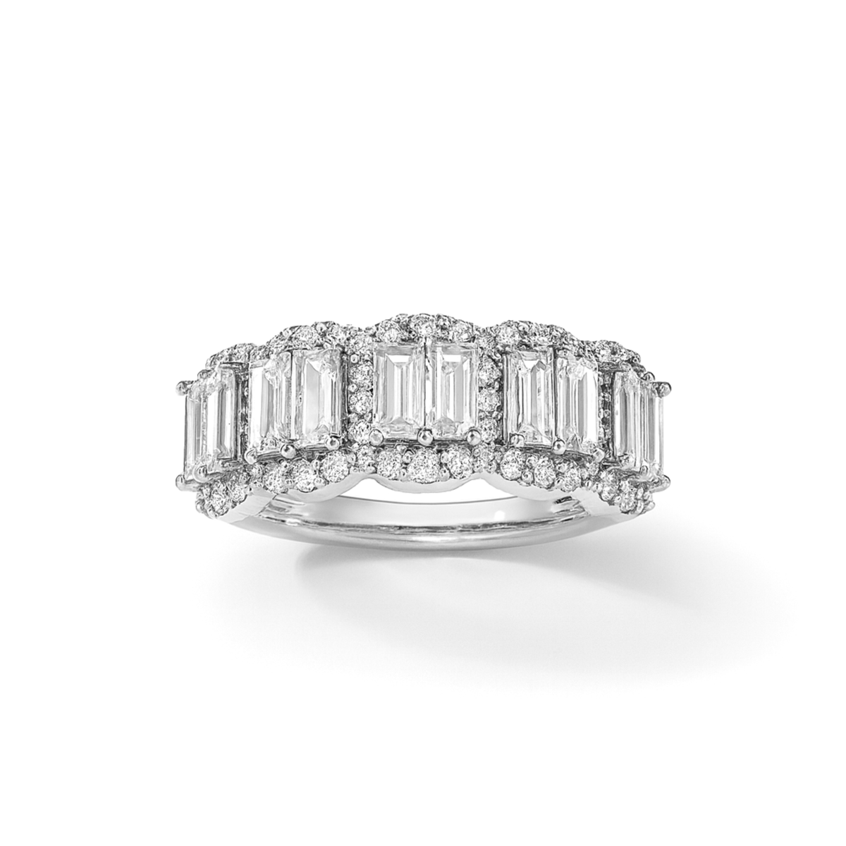 Anello Fascia Cinque Baguette Pavé con Zirconi Swarovski in Argento 925, Regolabile