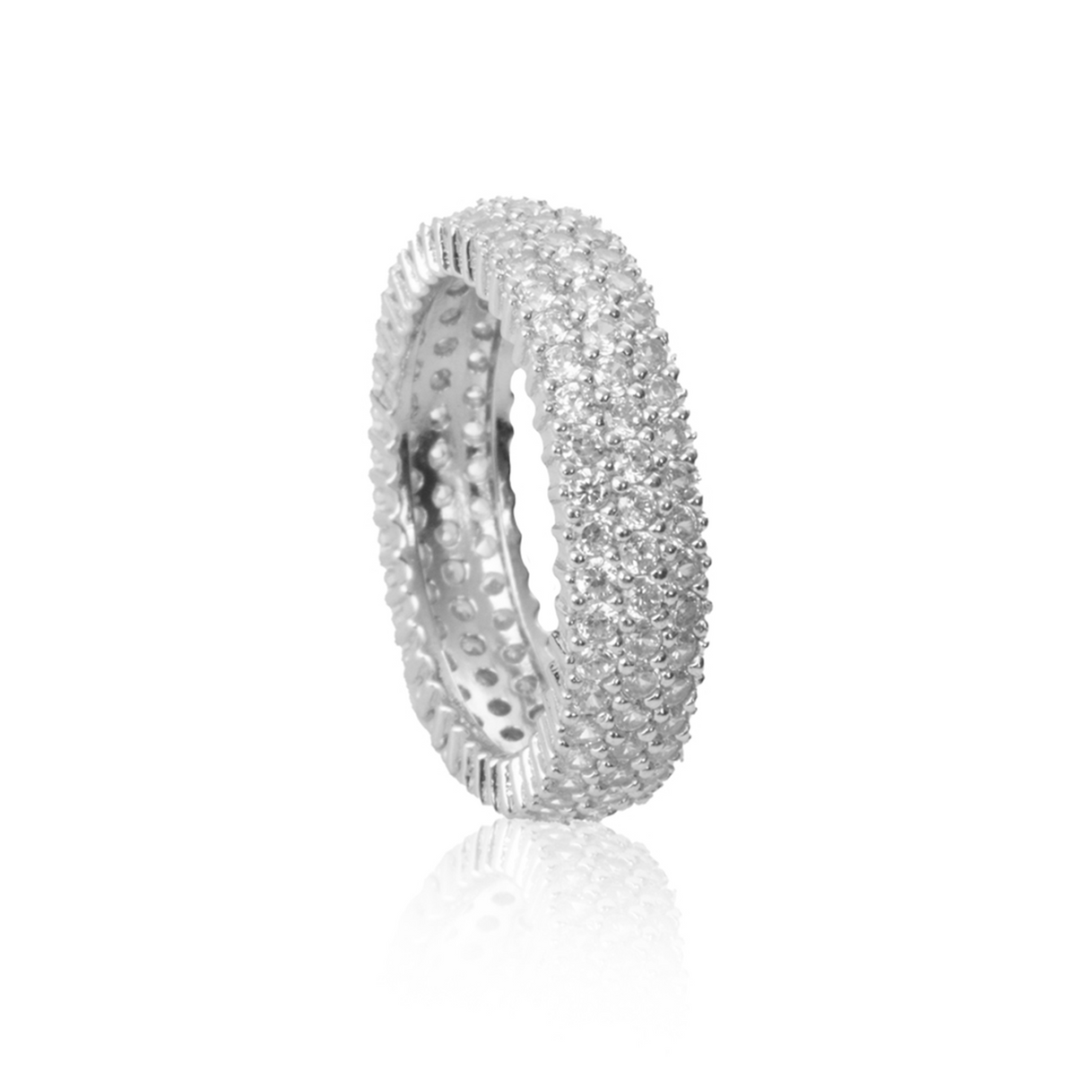 Anello Fascia Eternity Pavé con Zirconi Swarovski Bianchi in Argento 925