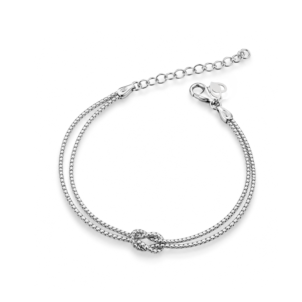 Bracciale Doppio Filo con Nodo, Catena Etrusca in Argento 925