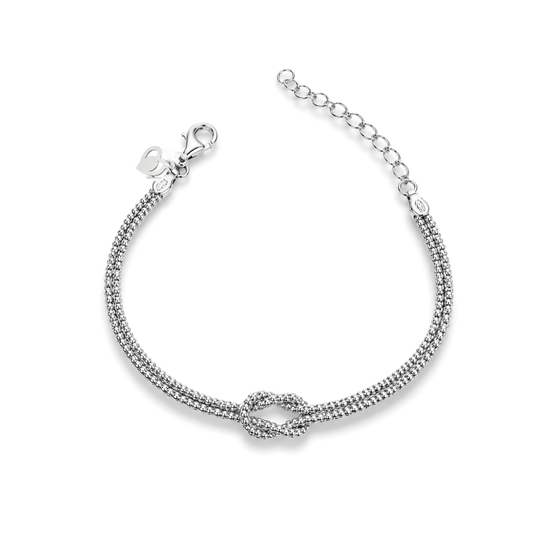 Bracciale Doppio Filo con Nodo, Catena Coreana in Argento 925