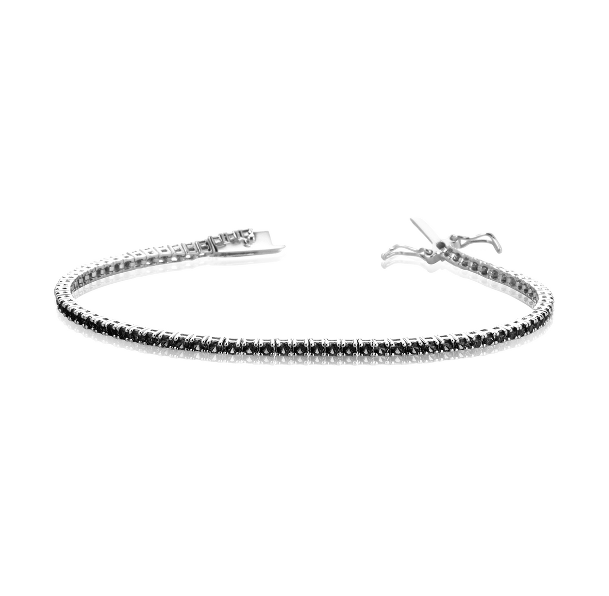 Bracciale Tennis 1,5 mm con Zirconi Swarovski Neri in Argento 925