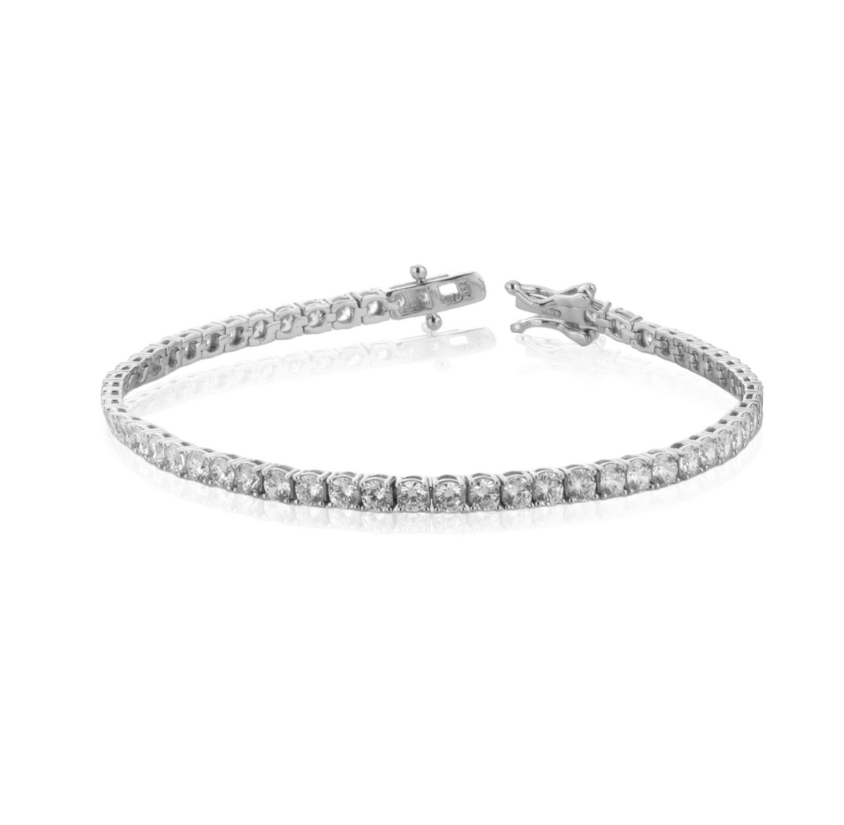 Bracciale Tennis 2,5 mm con Zirconi Swarovski Bianchi in Argento 925