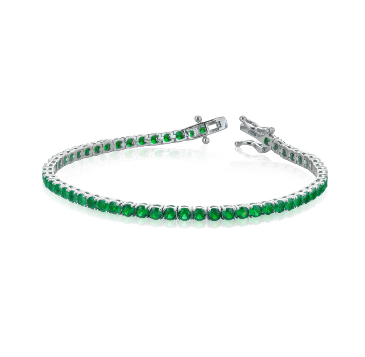 Bracciale Tennis 2,5 mm con Zirconi Swarovski Verdi in Argento 925