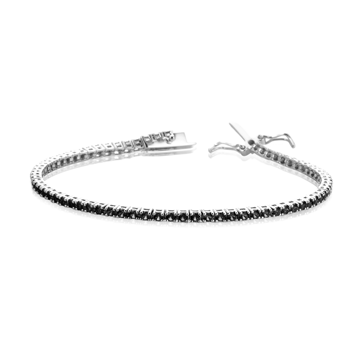 Bracciale Tennis 2 mm con Zirconi Swarovski Neri in Argento 925