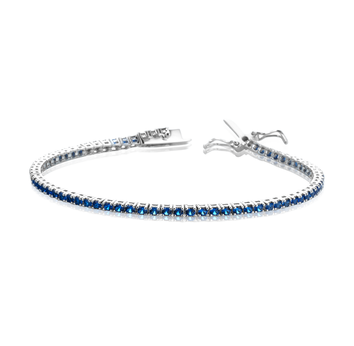 Bracciale Tennis 2 mm con Zirconi Swarovski Blu in Argento 925