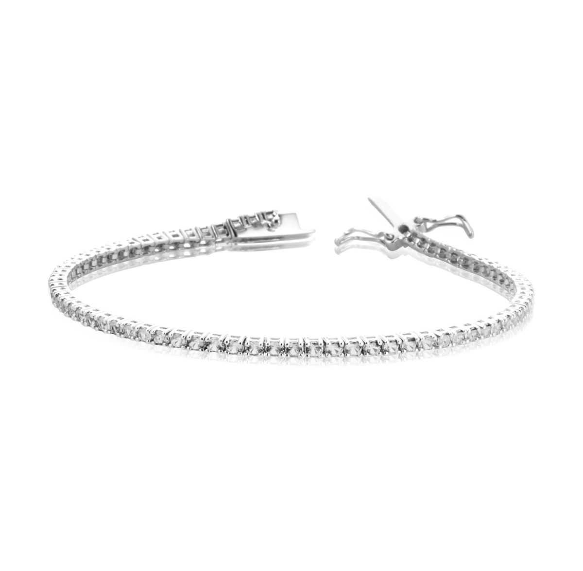 Bracciale Tennis 2 mm con Zirconi Swarovski Bianchi in Argento 925