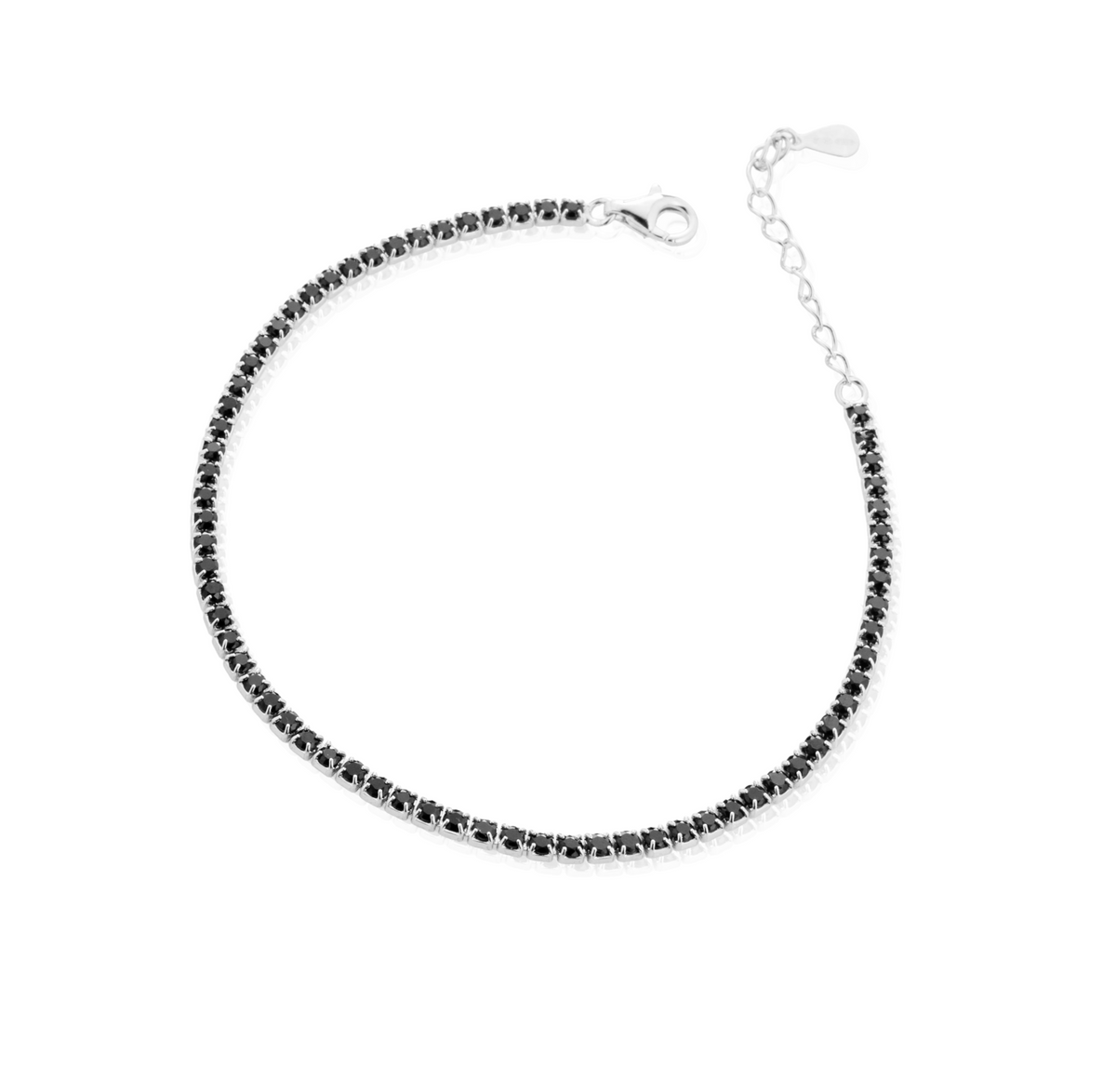 Bracciale Tennis con Estensione con Zirconi Swarovski Neri in Argento 925