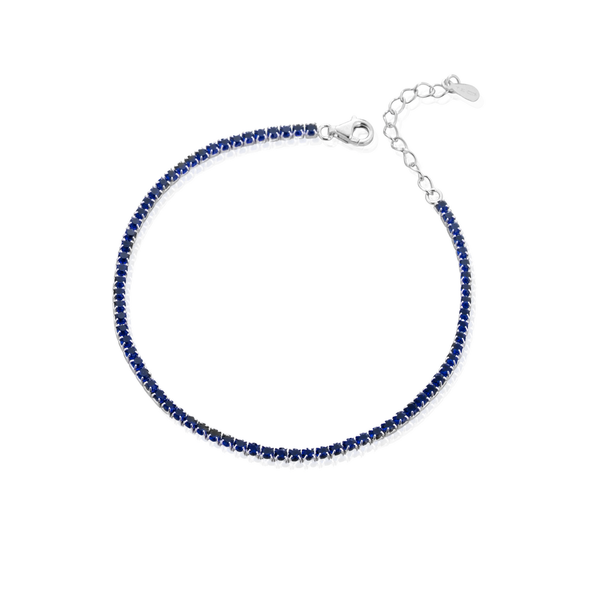 Bracciale Tennis con Estensione con Zirconi Swarovski Blu in Argento 925