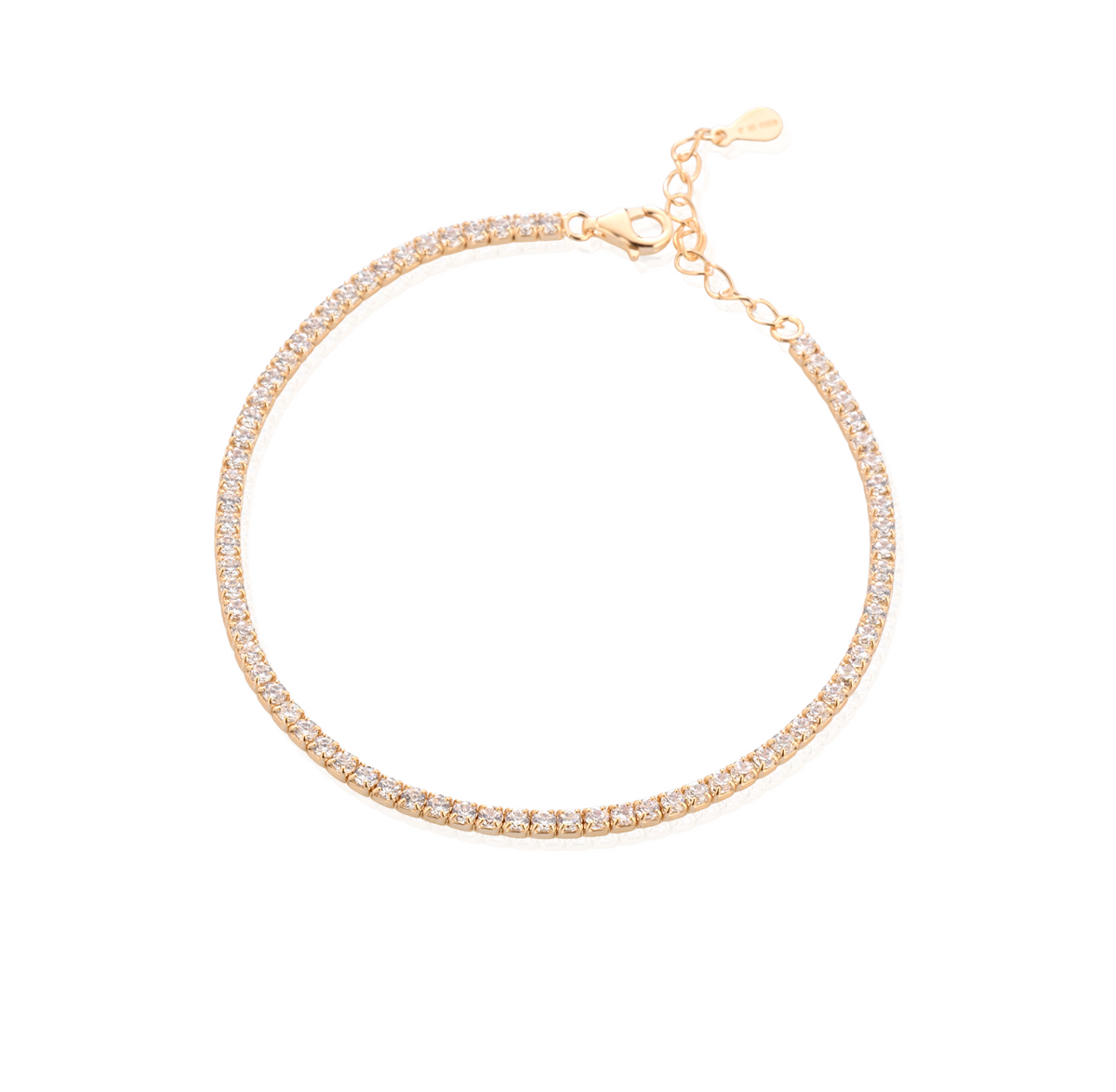Bracciale Tennis con Estensione con Zirconi Swarovski Bianchi in Argento 925 Placcato Oro 18kt