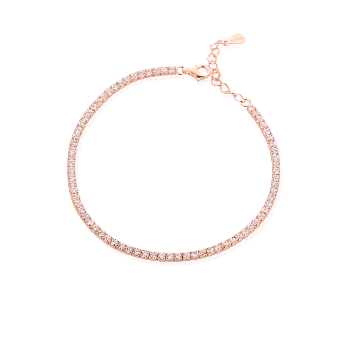 Bracciale Tennis con Estensione con Zirconi Swarovski Bianchi in Argento 925 Placcato Oro Rosa 18kt