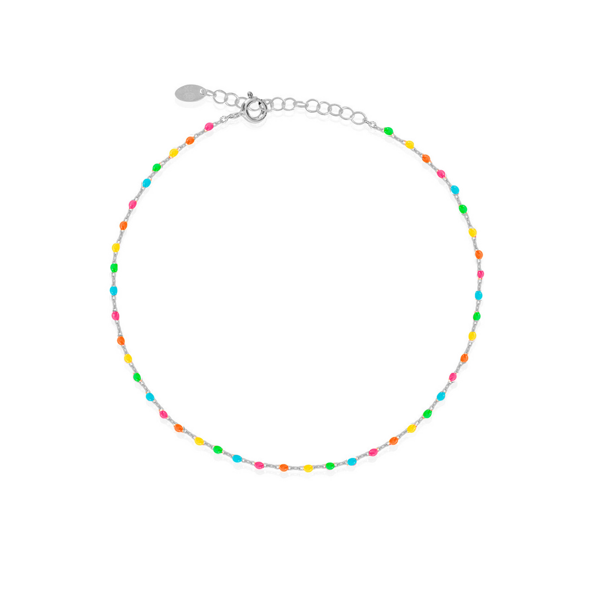 Cavigliera Catenina con Perline Smaltate in Argento 925