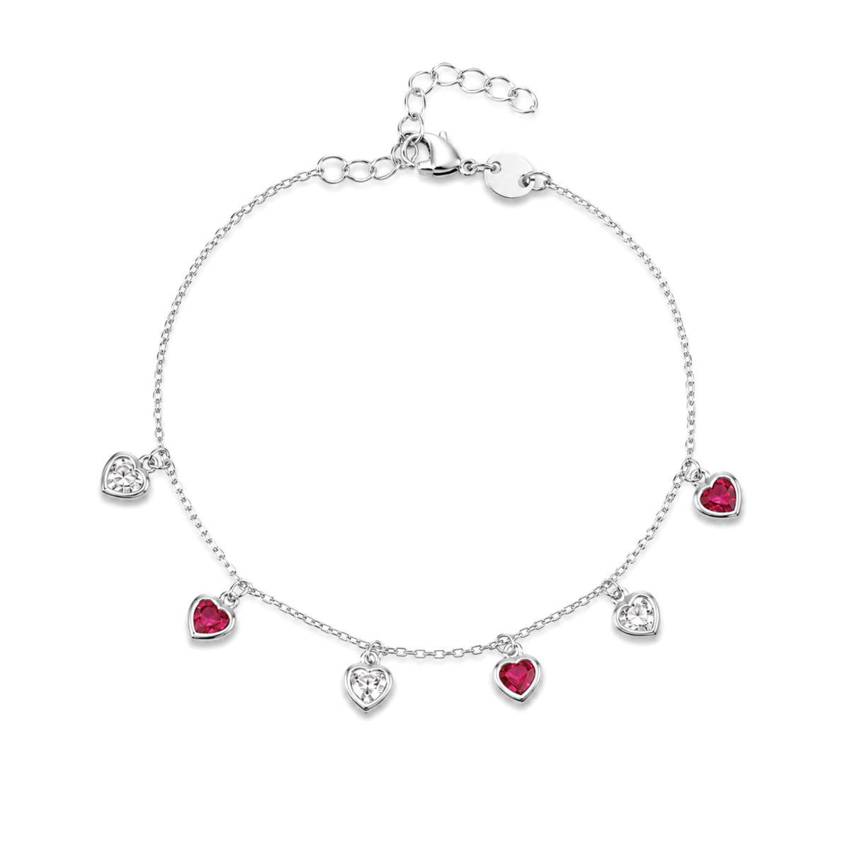 Cavigliera con Tre Cuori con Zirconi Swarovski in Argento 925