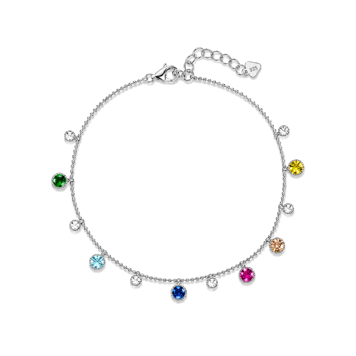 Cavigliera con Pendenti Tondi con Zirconi Swarovski in Argento 925